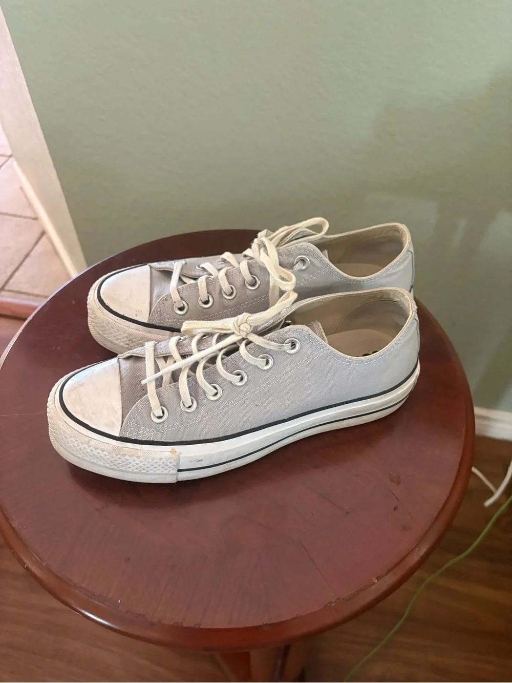Converse Low Top Sneakers in Light Gray and White - Picture 1 of 5